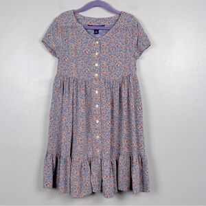 Polo Ralph Lauren 100% viscose girls floral button front ruffled dress, size 7.